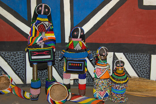 Original architecture of a traditional Ndebele village in South Africa
