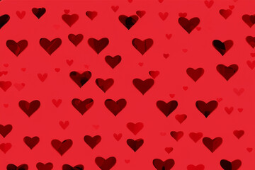 Red Hearts Abstract Background. Happy Valentine's Day Banner. Hearts bokeh. Love pattern. ai generated