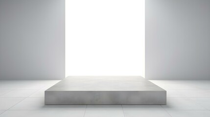 Luxury Studio Background for Product Presentation. Light Marble Showroom with a square white Podium