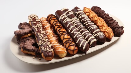 A platter of assorted chocolate-covered pretzel rods