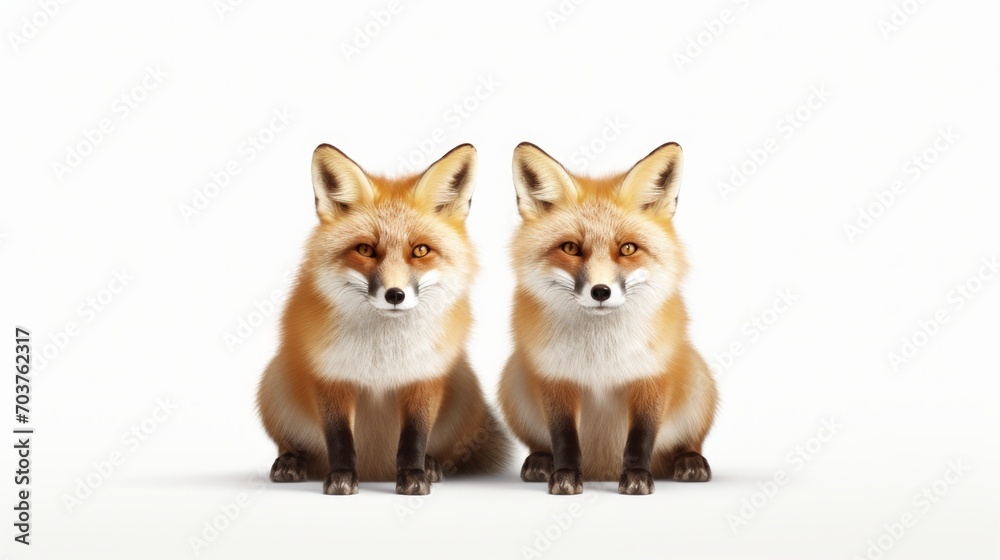 Poster Generative AI Cunning foxes in an attentive pose.