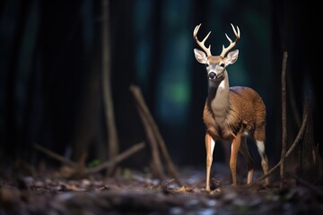 moonlit bushbuck during a night-time forage