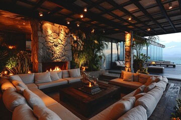Opulent alfresco lounge area.