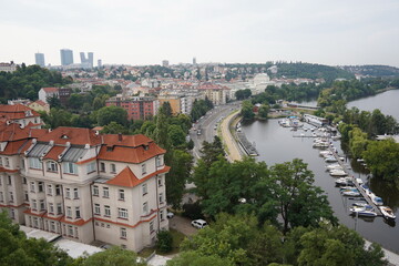 Fototapeta na wymiar View from the high Bank of the Vltava river. Prague. Czech Republic