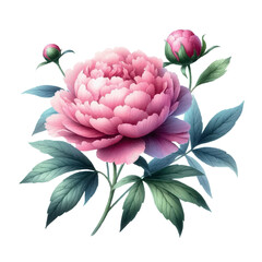 peonies. watercolor illustration of peonies. beautiful peony flowers on a white background