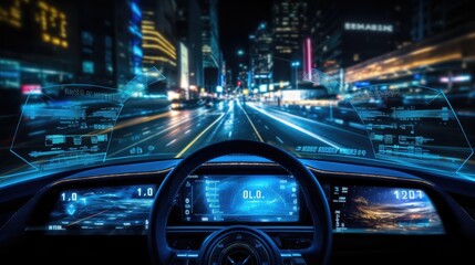 self driving, Head Up Display, autonomous car, Generative AI - obrazy, fototapety, plakaty
