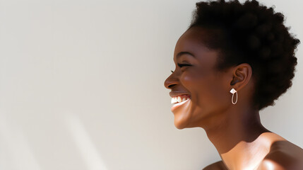 Profile portrait of a smiling African-American girl