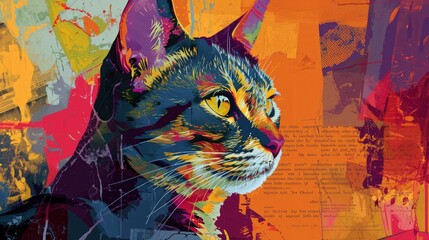 The artwork showcases a bold, dramatic depiction of the cat.