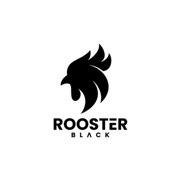Rooster Black silhouette ,Simple Vector Minimalist Logo Design