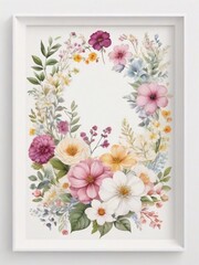 Aesthetically pleasing floral patterns on white background in a frame.