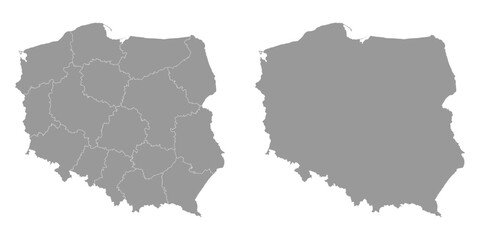 Naklejka premium Poland gray map with provinces. Vector illustration.