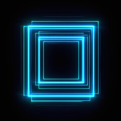 Neon frame on a black background, with empty space for an object or text
