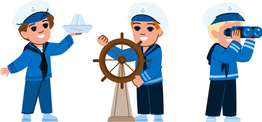 dream sailor kid boy vector. child travel, adventure ship, vintage toy dream sailor kid boy character. people flat cartoon illustration