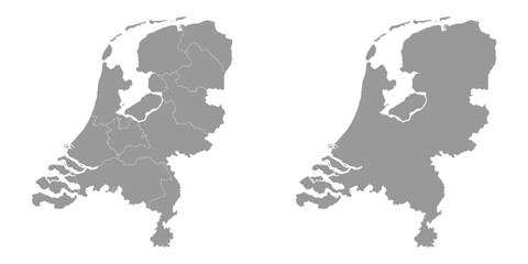 Netherlands gray map with provinces. Vector illustration. - obrazy, fototapety, plakaty