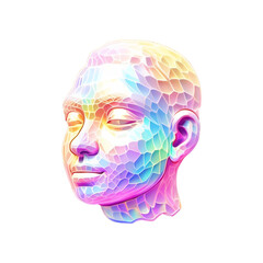 Abstract 3d rendering of a human head with colorful geometric background. male neo-cubism, Holographic shapes, Abstract colorful face, 3d render,