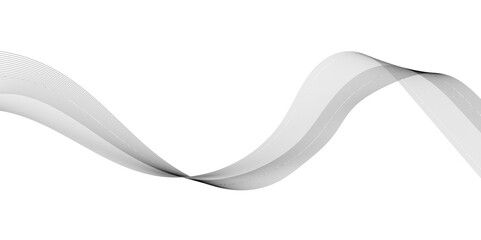 Abstract wavy white and grey curved lines on transparent background. Frequency sound wave lines and technology background, Design for brochure, flyer, banner, template, business wave lines background.