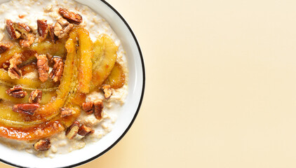 Caramelized banana oatmeal bowl