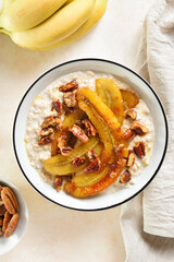 Caramelized banana oatmeal bowl