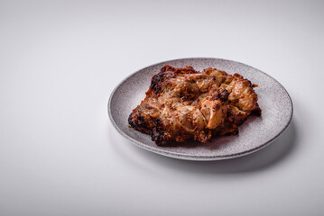 Delicious fresh crispy chicken grilled with salt, spices and herbs