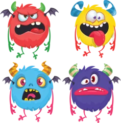 Fotobehang Cute cartoon Monsters. Vector set of cartoon monsters: ghost, goblin, bigfoot yeti, troll and alien. Halloween characters isolated © drawkman
