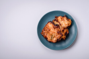 Delicious fresh crispy chicken grilled with salt, spices and herbs