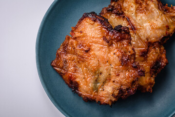Delicious fresh crispy chicken grilled with salt, spices and herbs