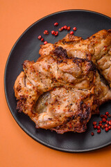 Delicious fresh crispy chicken grilled with salt, spices and herbs