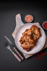 Delicious fresh crispy chicken grilled with salt, spices and herbs