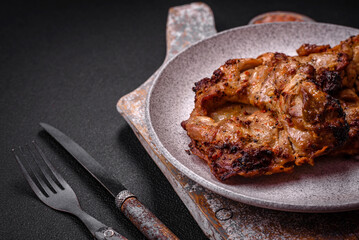 Delicious fresh crispy chicken grilled with salt, spices and herbs