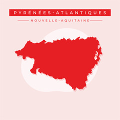 Vector illustration vector of Pyrénées-Atlantiques map France