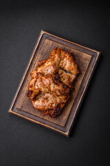 Delicious fresh crispy chicken grilled with salt, spices and herbs