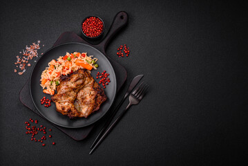 Delicious fresh crispy chicken grilled with salt, spices and herbs