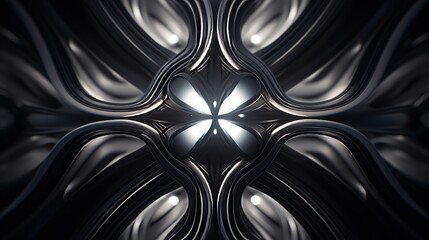 Generative AI Monochromatic abstract patterns arranged in a symmetrical layout.