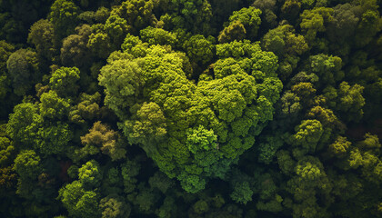 Heart-Shaped Forest Canopy Aerial View - Symbol of Love and Nature