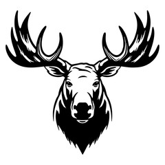 moose black and white vector illustration
