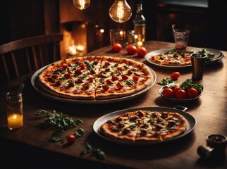 pizza in a restaurant