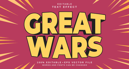 Editable text style effect - Great Wars text style theme. - obrazy, fototapety, plakaty