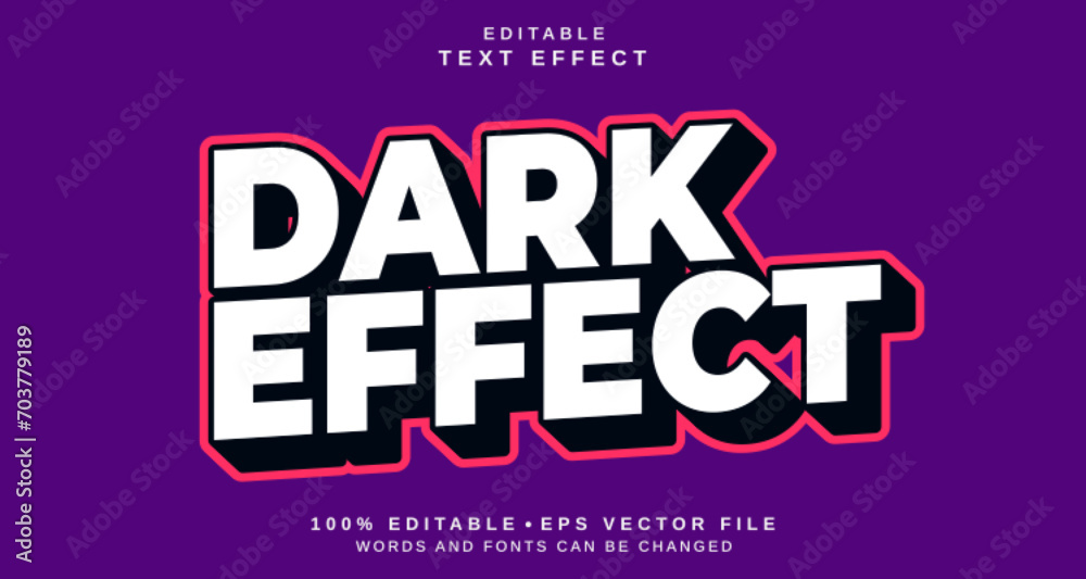 Fototapete Editable text style effect - Dark Effect text style theme.