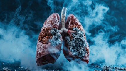 Lung disease frome smoking and air pollution - obrazy, fototapety, plakaty