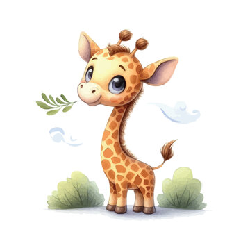 cute giraffe. watercolor illustration of a giraffe on a white background. animals.funny animals. giraffe