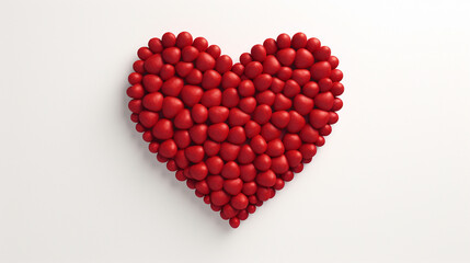 Decorative heart of the little red hearts on white background 