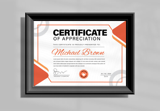 Orange Certificate Design Template