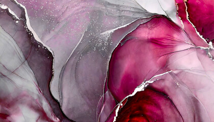 Różowy malowany detal, tusz alkoholowy (ink painting) - obrazy, fototapety, plakaty