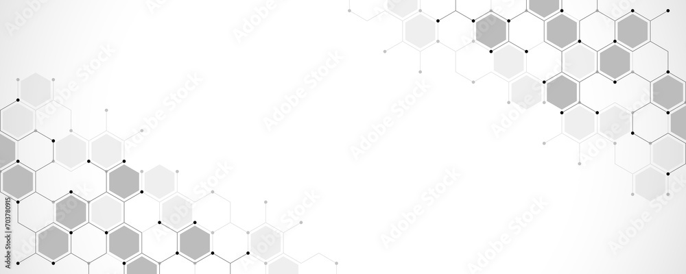 Wall mural abstract design element with geometric background of hexagons shape pattern