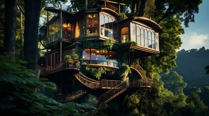 Obraz premium Generative AI Tree Canopy Abode