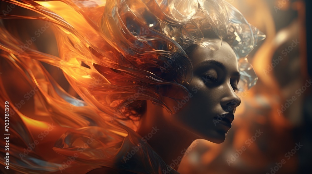 Poster Generative AI Unique textures and layers blending seamlessly into an abstract art piece. portrait woman