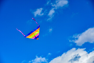 青空を飛ぶカラフル凧