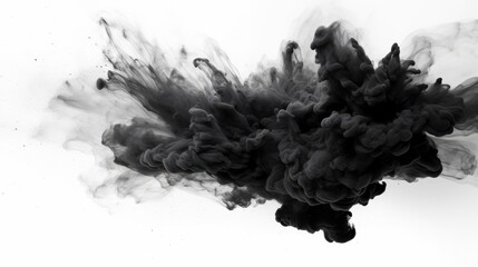 Abstract black powder splash background, paint brush - obrazy, fototapety, plakaty