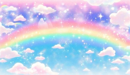 Fototapeta na wymiar Dream cute fantasy sky rainbow glitter background material