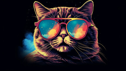 Galactic Feline Vibes: Cat with Stylish Space Shades